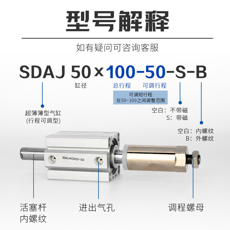 TPM朝日TSDAJ可调行程薄型气缸20/25/32/40/50/63X10X20X30-20/50,淘宝优惠券,粉丝福利购,淘宝优惠卷