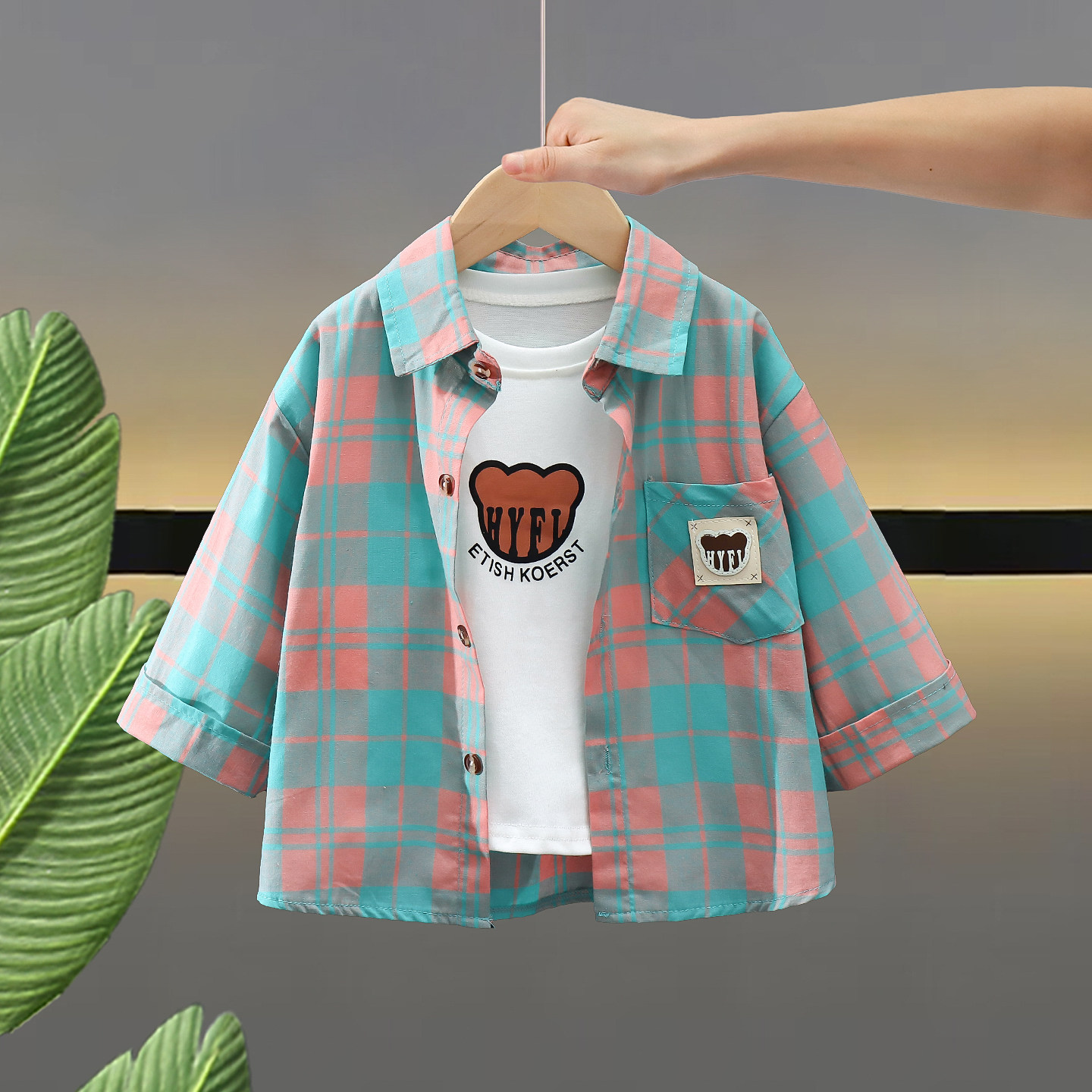 Spring and autumn pure cotton boys' long-sleeved shirt