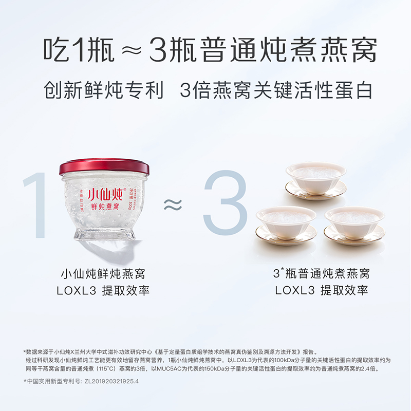 小仙炖鲜炖燕窝钻石碗100g*12瓶月套餐冰糖/无糖滋补即食营养补品