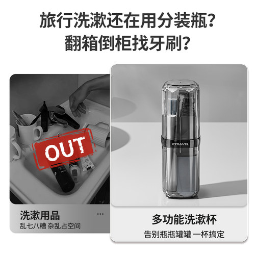漱口杯牙刷收纳盒旅行牙具盒牙缸便携式洗漱杯简约家用刷牙杯套装 - 图1
