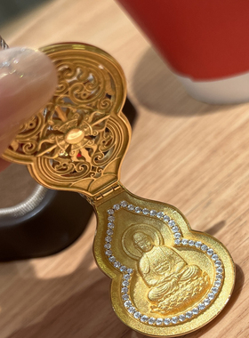 卷草纹翻盖国风棕绳葫芦项链