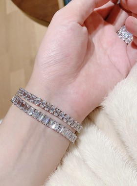 女纯银仿真钻法式满钻奢华手链