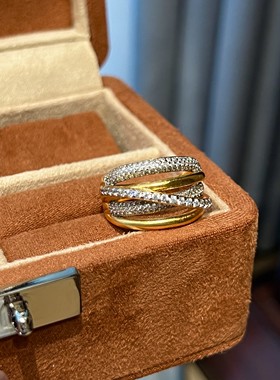 女镀金老钱风拉丝戒指