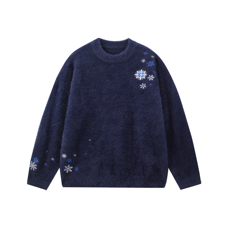 MANYSTON美式雪花刺绣圆领毛衣男款冬季情侣百搭松弛感针织衫上衣,淘宝优惠券,粉丝福利购,淘宝优惠卷