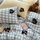 Ins girl heart plaid cat towel embroidered wash cotton four-piece set non-pure cotton student dormitory bed sheet three-piece set set