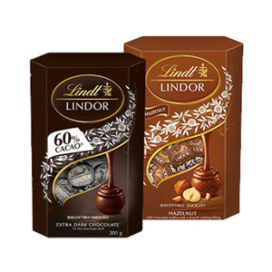 Lindt瑞士莲意大利原产地进口60%可可特浓黑巧克力榛子软心200g