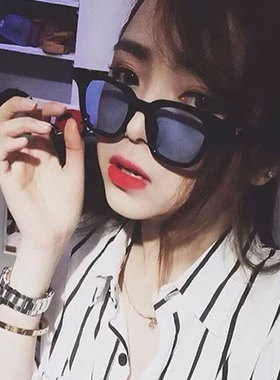 韩版小方框眼镜女男透明黄色墨镜