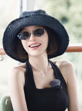 美式椭圆框复古猫眼墨镜女高级感