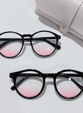 小红书同款黑框腮红粉眼镜女个性