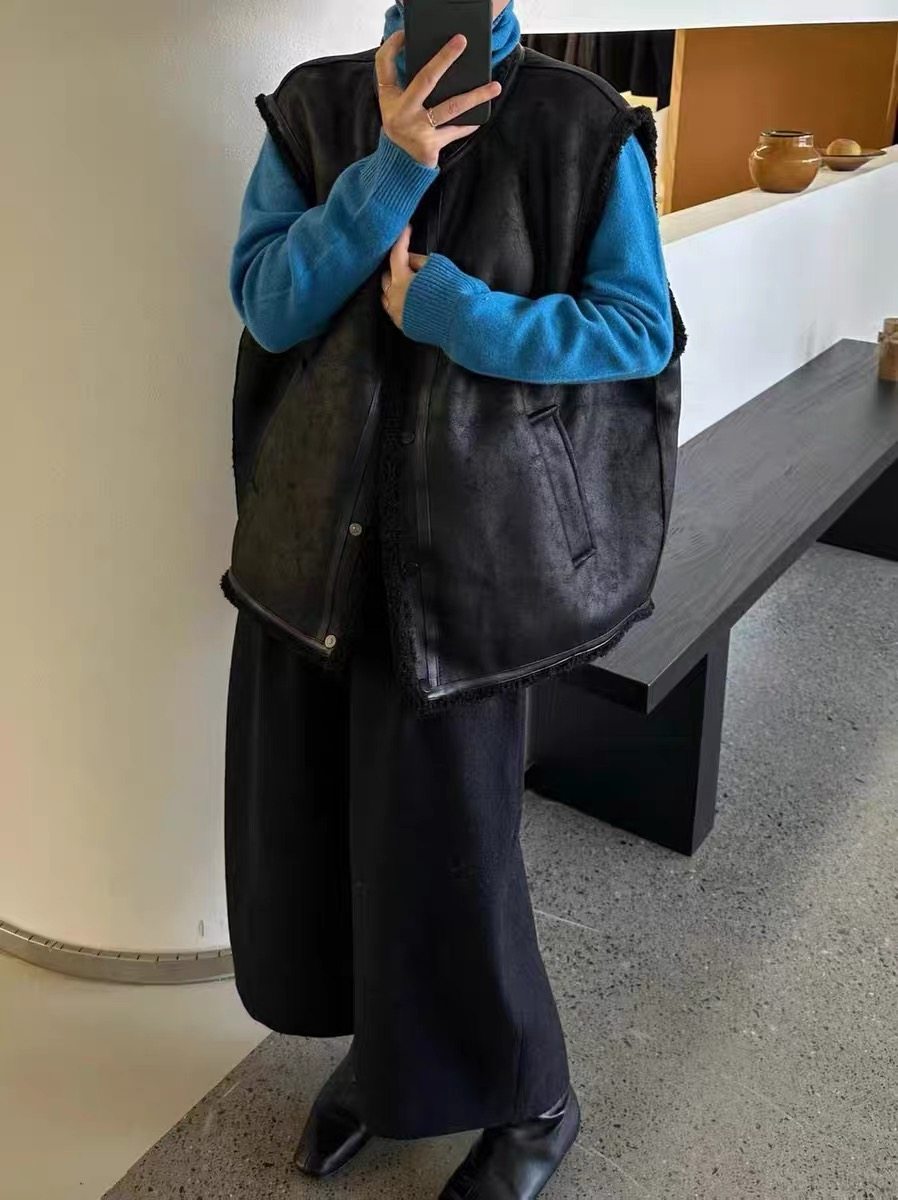 2025年冬季皮毛一体仿羊羔毛马甲背心女新款时尚拼皮无袖坎肩外套,淘宝优惠券,粉丝福利购,淘宝优惠卷