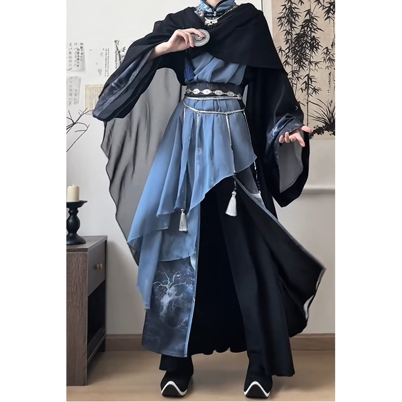 祈风新中式古风褂裙改良江湖侠客武侠风汉服男女套装汉元素国风 - 图2