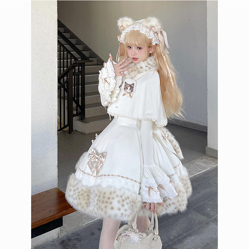 甜美可爱冬季新款日系留洋大小姐lolita斗篷重工公主连衣裙三件套 - 图2
