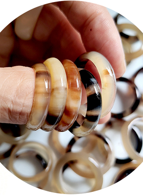 女士牛角民族风戒指天然