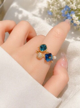 SweetGirl蓝方钻开口食指戒
