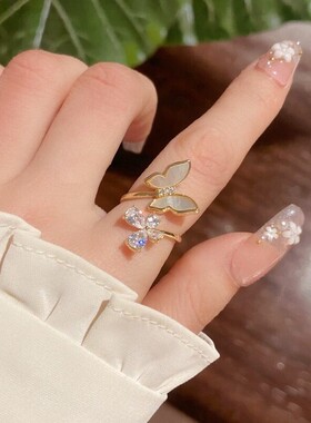 SweetGirl蝴蝶水钻开口戒指
