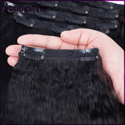 Peruvian Kinky Straight Clip In Human Hair Extensions120g - 图3