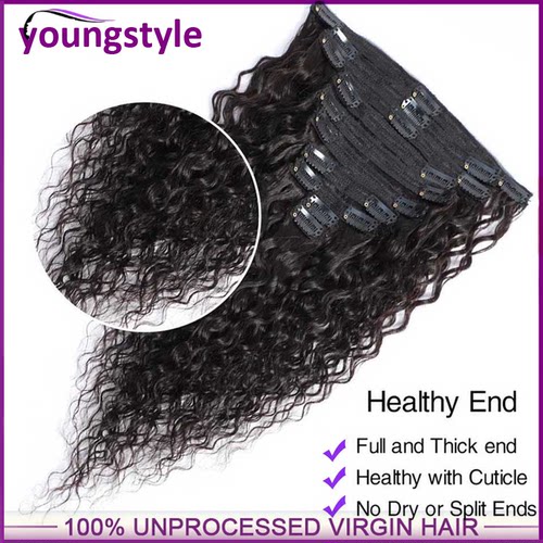 Peruvian Water Wave Clip in human hair extensions120g卡子发 - 图1