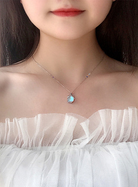 原创小清新纯银饰品炫彩萤火虫925项链女不掉色ins森系锁骨链银饰