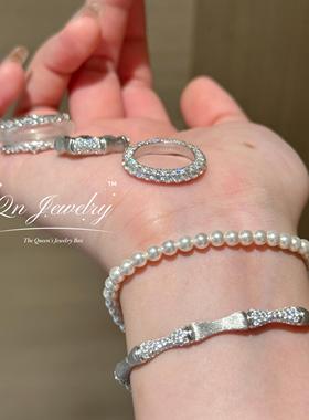 QnJewelry/ 4mm进口奥地利施家珍珠手链 s925纯银手链16+3cm a34