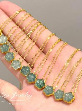 Qn Jewelry/有钱花花 起光蓝水小花纯银项链A28