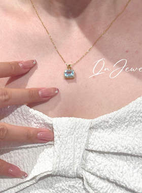 QnJewelry/ 海蓝宝香水瓶  天然海蓝宝s925纯银吊坠