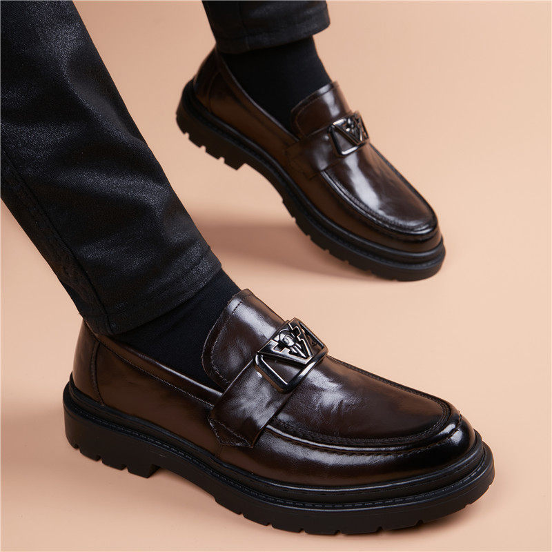 休闲皮鞋男商务正装真皮2024新款潮流百搭男鞋英伦青年一脚蹬鞋子,淘宝优惠券,粉丝福利购,淘宝优惠卷