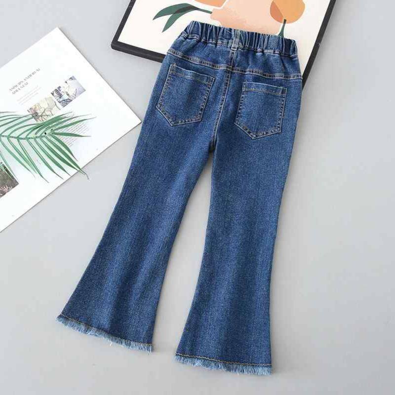 女童牛仔裤春秋款2024新款女宝宝春装刺绣喇叭裤中大童装裤子外穿