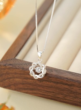 s999纯银灵动锆石项链小清新甜美气质女生百搭锁骨链送女友闺蜜