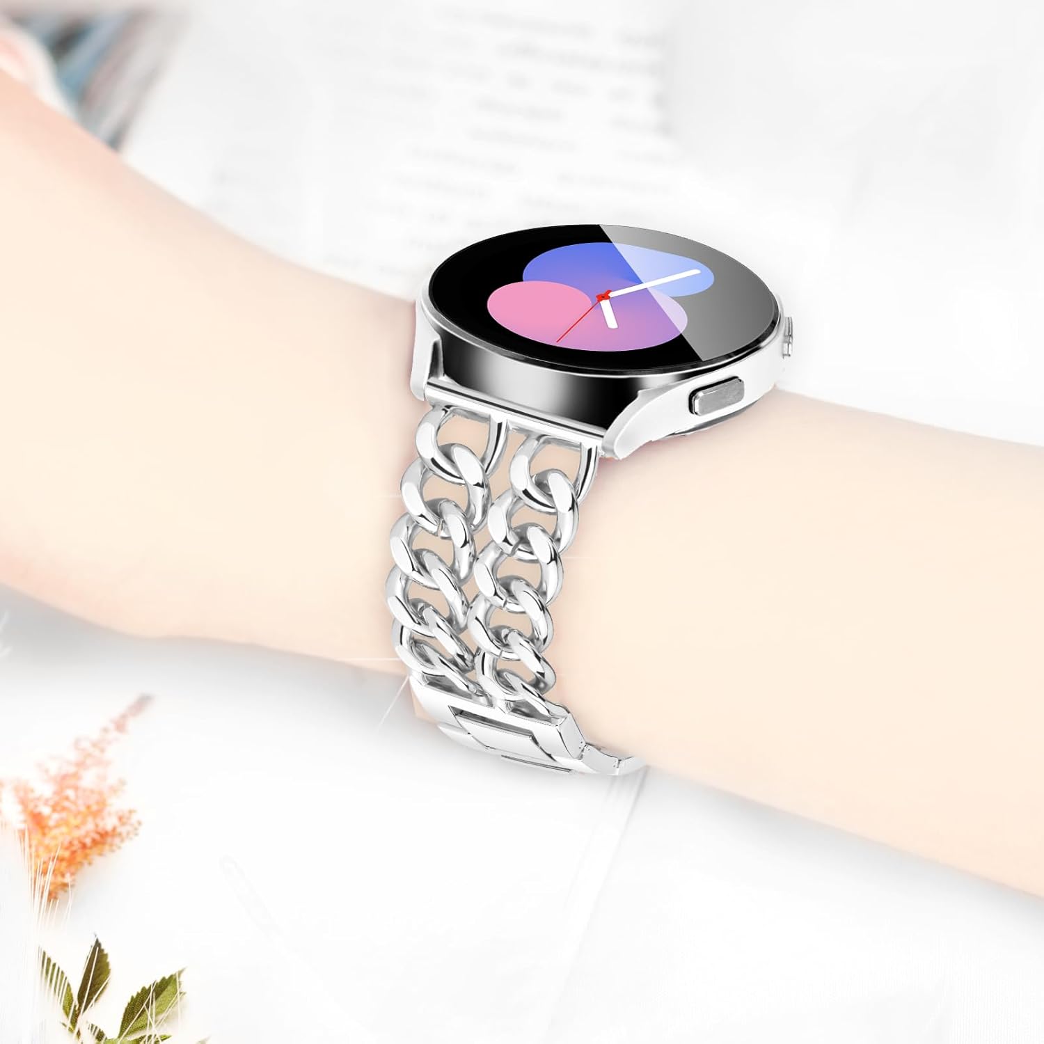 适用华为gt4/gt5表带gt6 watch5不锈钢金属gt2荣耀42 46mm牛仔链 - 图1