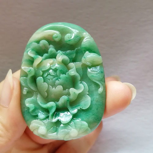 收藏天然玉石独山玉花开富贵吊坠南阳玉独玉牡丹花吊坠挂件送证书 - 图1