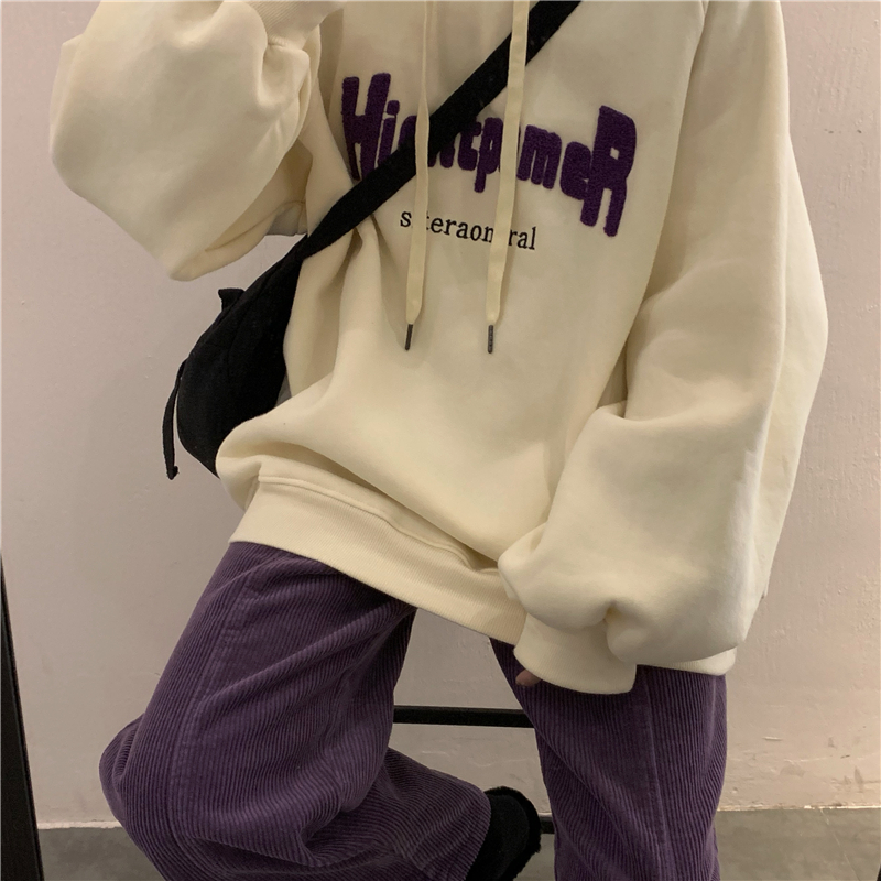ins超火春秋冬加绒加厚卫衣女学生宽松潮韩版慵懒风chic上衣外套