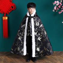 Children Cloister Cape Autumn Winter Out Gufeng Boy Thickened warm and ancient dress Long style male baby Han suit jacket