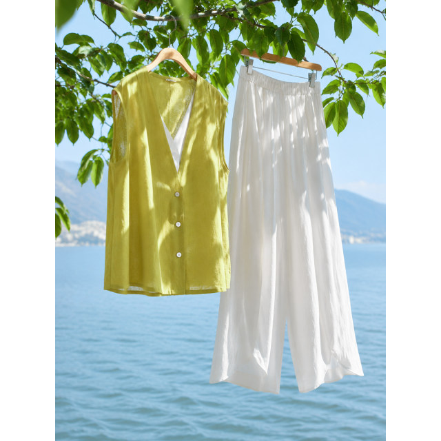 Mohan Yimei ປອມຊຸດສອງສິ້ນທີ່ມີ ramie ແລະ Tencel