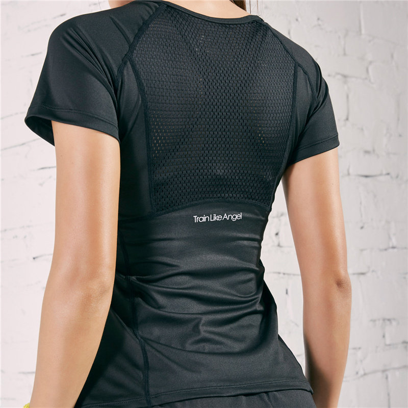网孔透气速干运动短袖上衣女紧身弹力修身显瘦健身房训练瑜伽T恤,淘宝优惠券,粉丝福利购,淘宝优惠卷