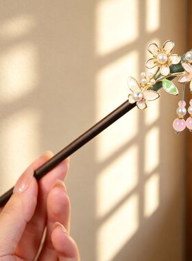 仙女古风簪黑檀木气质发钗发簪