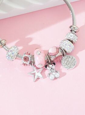 手镯小熊调节工厂手链可通孔钥匙