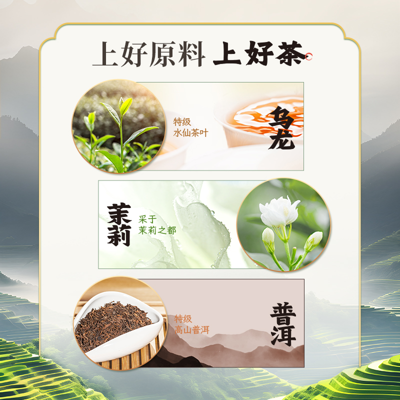 鹏友上茶 乌龙上茶无糖乌龙茶普洱茉莉茶饮料0糖0脂555ml*12瓶 - 图1