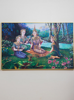 泰国傣族美女装饰画艺术挂画壁画