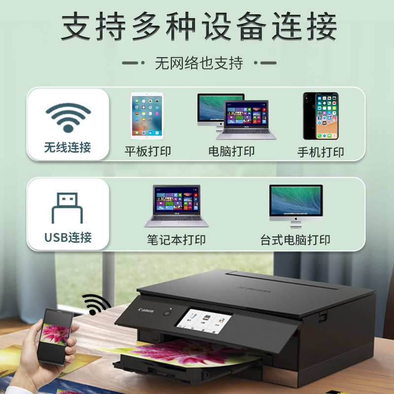 佳能ts8380打印机家用小型学生连供 佳能完美色彩喷墨多功能一体机