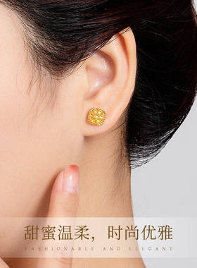 官方正品｜爆闪方糖耳环时尚新款耳钉耳饰耳圈金包银送女朋友礼物