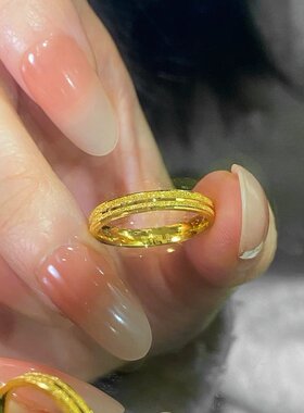 三生三世情侣对戒古法素圈戒指实心轻奢求婚金包银男送女朋友礼物