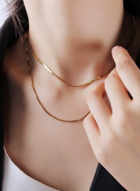 禁欲中性风高级感双层蛇骨链项链
