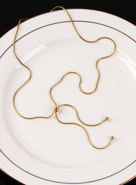 钛钢镀金18K抽拉蛇骨项链可调节