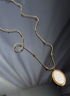 钛钢不掉色女锁骨链贝壳贝母项链