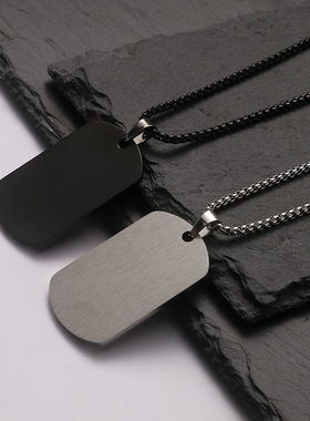 长款毛衣链军牌钛钢项链男