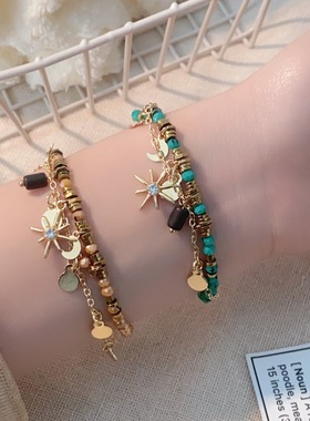 复古感星月天然项链百搭