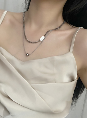 钛钢不掉色双层项链女