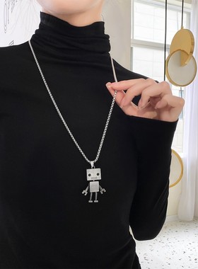 自制钛钢机器人街头毛衣链挂件