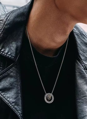 泰银钛钢盒子链男貔貅招财吊坠