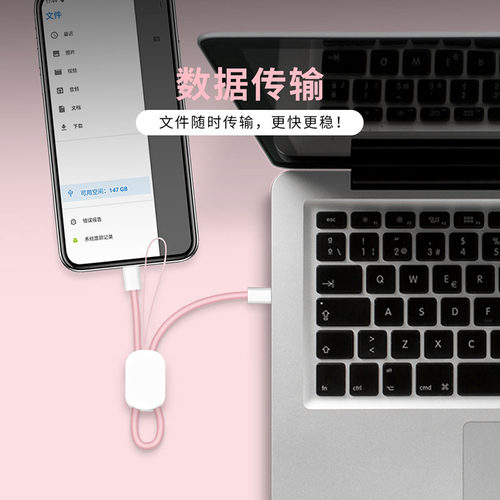 手机挂绳数据线钥匙扣双TypeC充电线65W适用苹果16华为安卓PD快充 - 图2